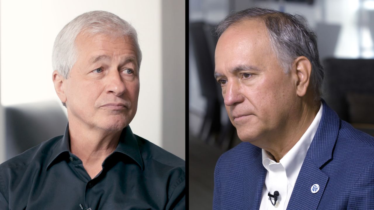 JPMorgan Chase CEO Jamie Dimon and CUNY Chancellor Félix Matos Rodríguez