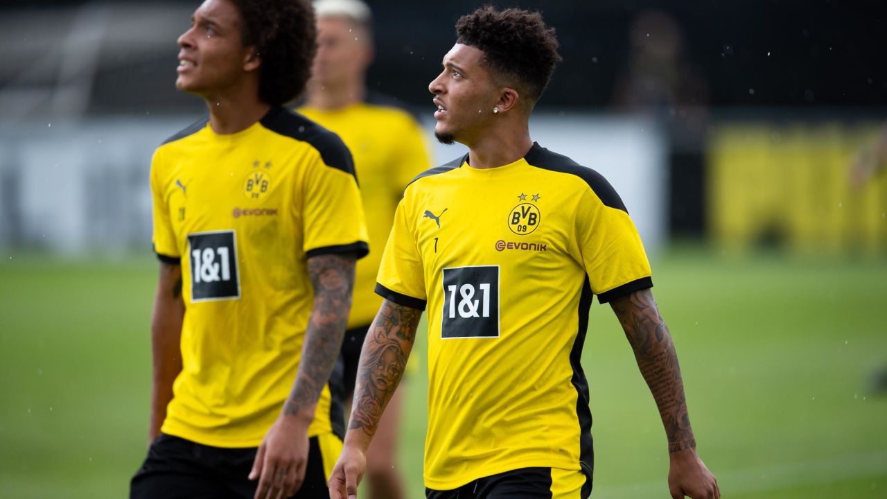 Jadon Sancho joined his Borussia Dortmund teammates in Switzerland on Monday.