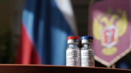 A handout photo released by Russian Healthcare ministry (Minzdrav) shows containers with a newly registered vaccine against coronavirus in Moscow, Russia on 11 August