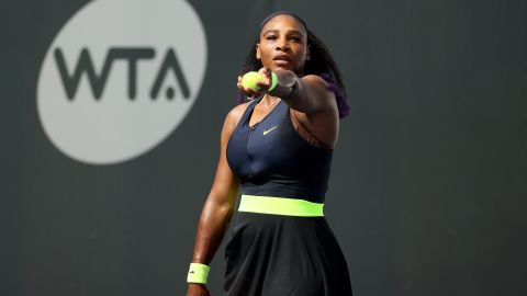 Serena Williams in action against Bernarda Pera in Lexington, Kentucky. 