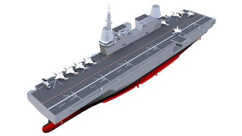 An illustration of South Korea's planned aircraft carrier from the Ministry of Defense.