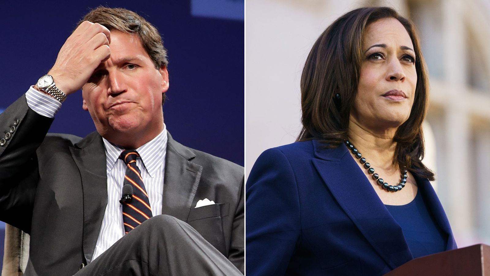 Tucker Carlson's guest corrects his pronunciation of Kamala Harris