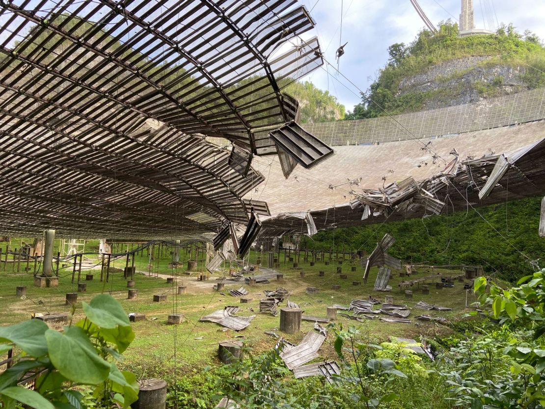 This photo shows damage caused to Arecibo Observatory in August.