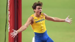 DOHA, QATAR - OCTOBER 01:  Armand Duplantis of Sweden competes in the Men's Pole Vault final during day five of 17th IAAF World Athletics Championships Doha 2019 at Khalifa International Stadium on October 01, 2019 in Doha, Qatar. (Photo by Matthias Hangst/Getty Images)