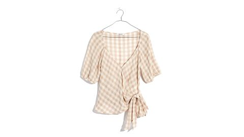 Sweetheart Wrap Top in Gingham Check