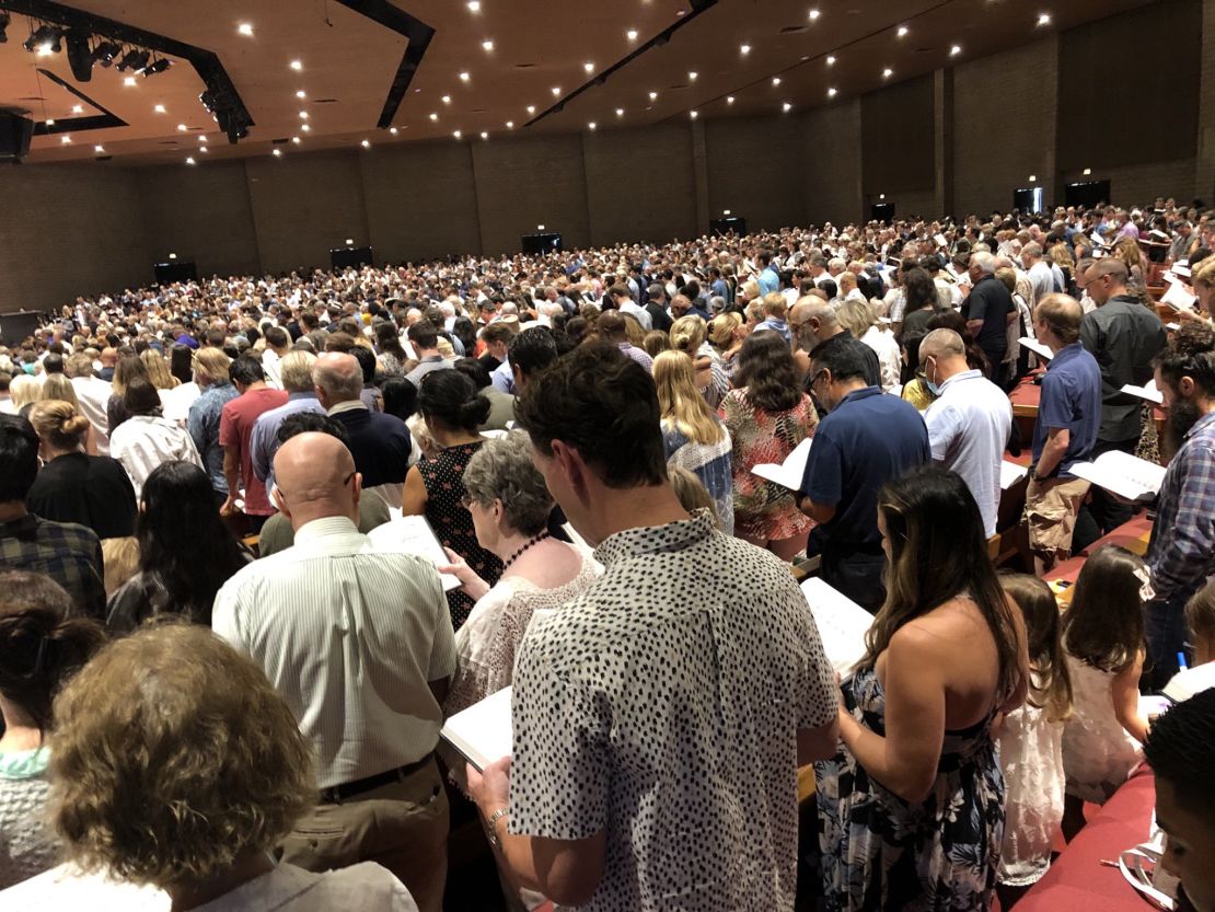 The crowd at an August 9 service at Grace, in an image posted on Twitter by the dean of social media at Grace to You, the ministry of John MacArthur.