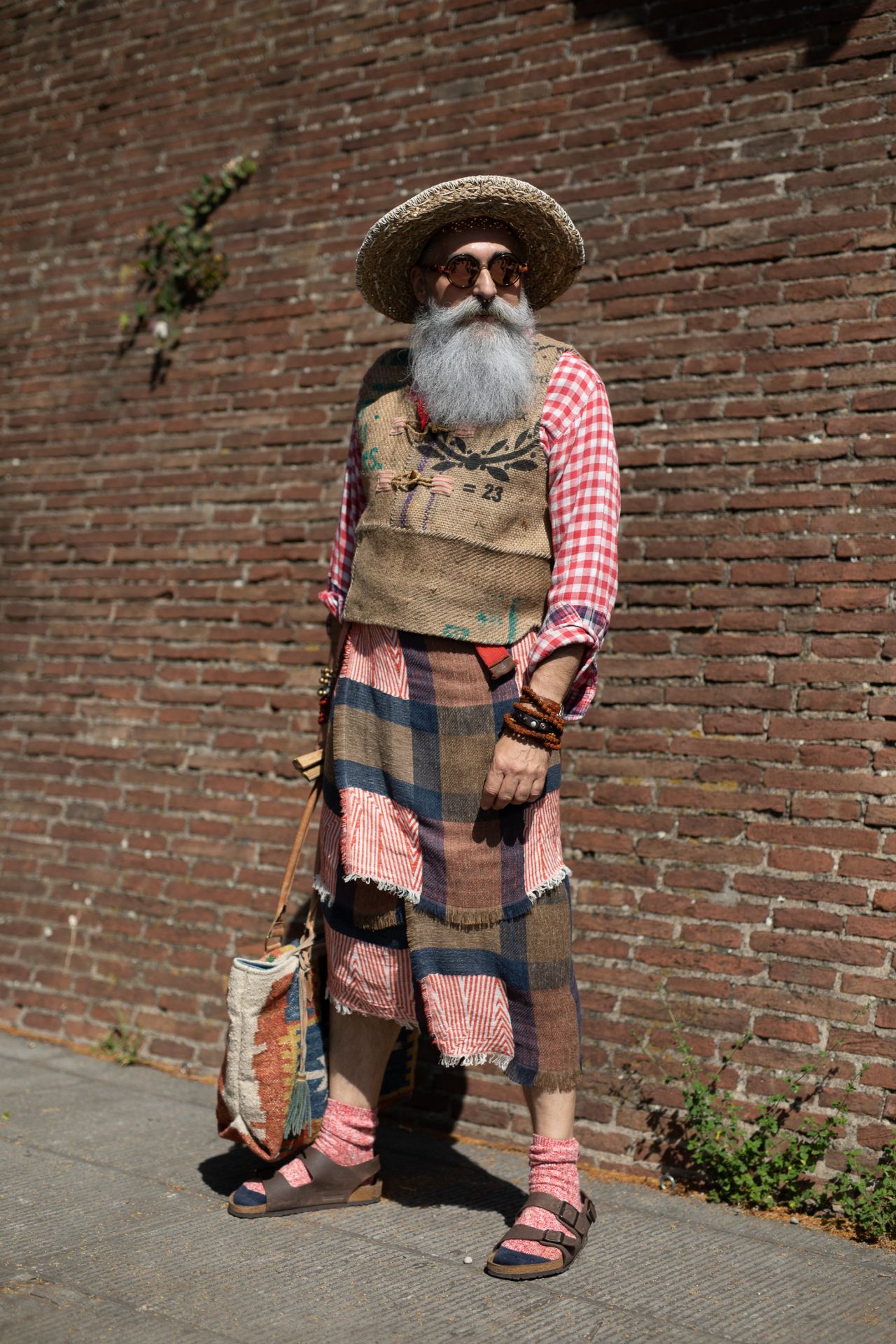 An attendee at the Pitti Uomo 94 fashion trade show in Florence.