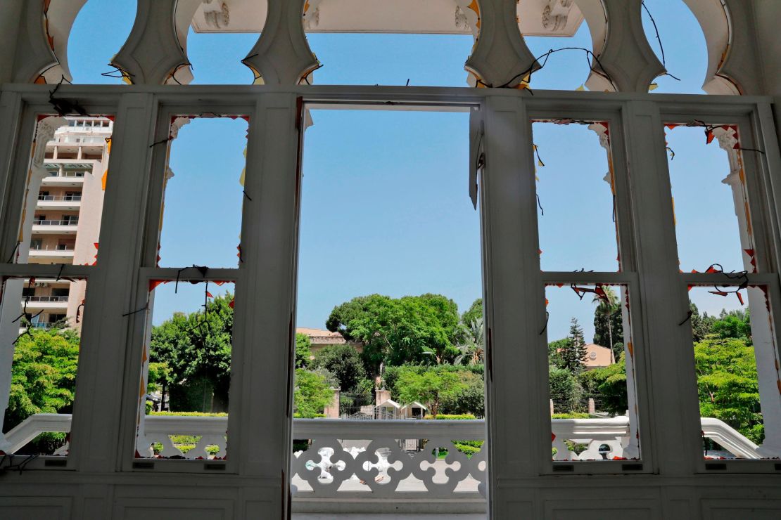 Stained glass windows in the Sursock Museum were completely destroyed in the musuem due to the explosion. 
