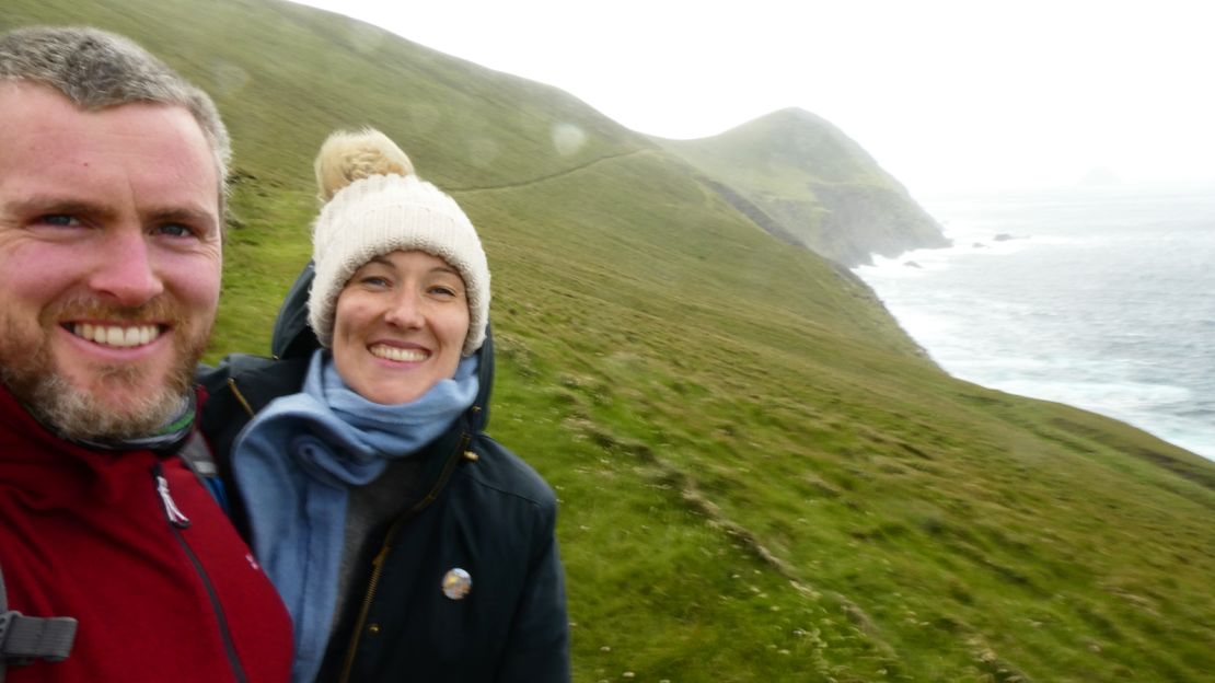 Eoin Boyle and Annie Birney enjoy another overcast day.