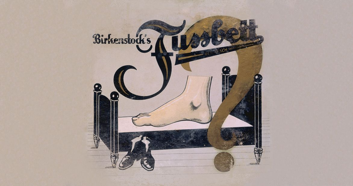 A display sign promoting the Birkenstock footbed, 1929.