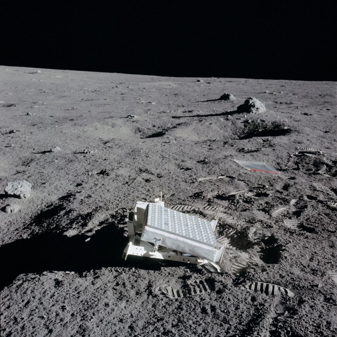 This is one of the reflectors placed on the moon during Apollo 14 in 1971.