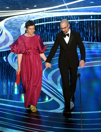 Frances McDormand and Sam Rockwell onstage at the 91st Annual Academy Awards, 2019.