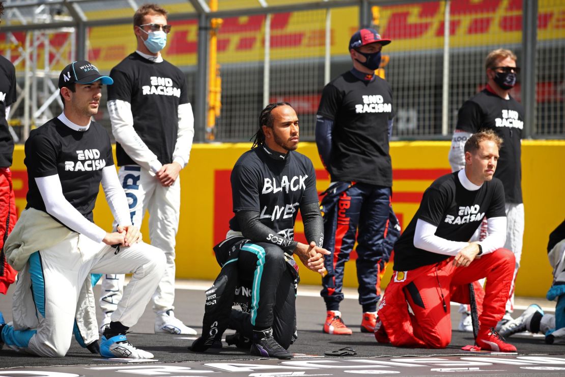F1 drivers support Black Lives Matter movement ahead of British Grand Prix.