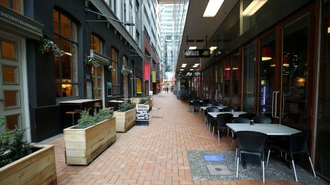 A general view of Chews Lanes ahead of a Covid-19 Alert Level announcement on August 14, 2020 in Wellington, New Zealand.