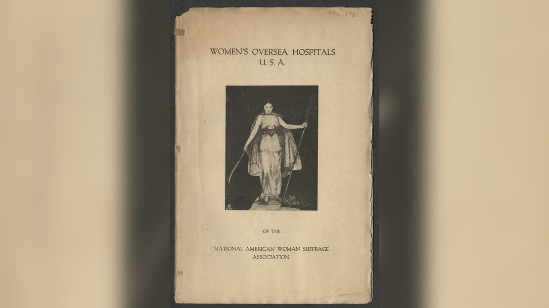 Cover of Women's Oversea Hospitals, U.S.A., a pamphlet produced by the National American Woman Suffrage Association in 1919