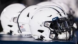A view of Penn State Nittany Lions helmets on the sidelines during the second half of the game between the Penn State Nittany Lions and the Rutgers Scarlet Knights at Beaver Stadium on November 30, 2019 in State College, Pennsylvania. (Photo by Scott Taetsch/Getty Images)