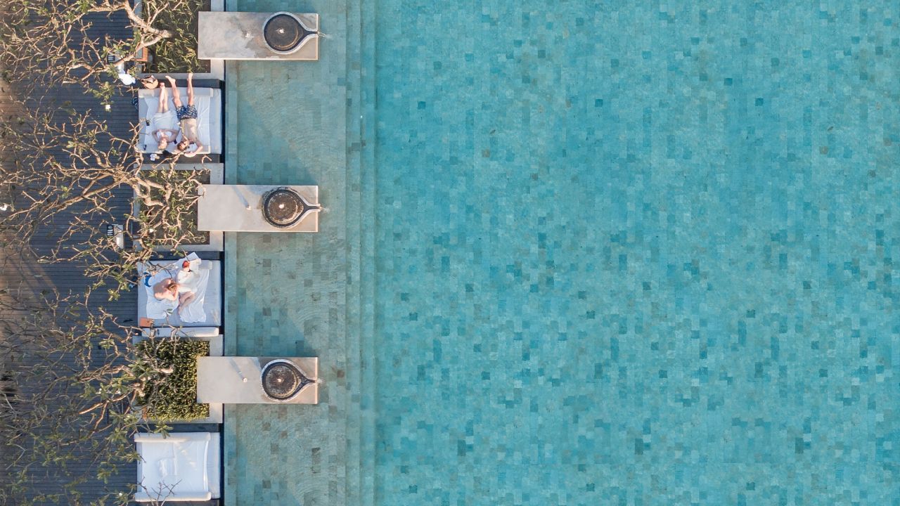 Walls reckons the images provide escapism and provoke nostalgia. Pictured here: a private pool in Bali, Indonesia.
