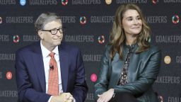 Bill Gates and his wife Melinda Gates introduce the Goalkeepers event at the Lincoln Center on September 26, 2018, in New York. (Photo by Ludovic Marin/AFP/Getty Images)