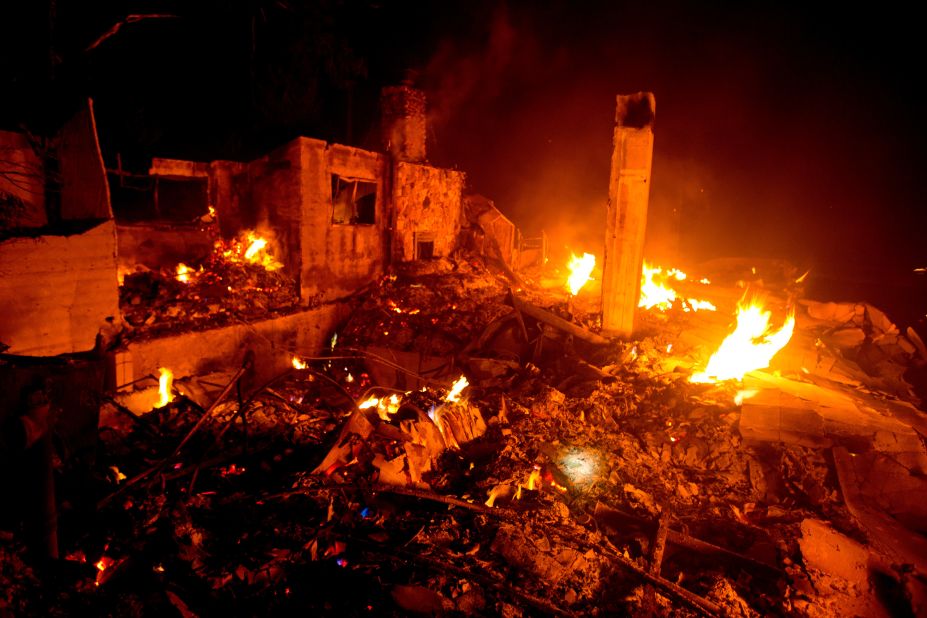 The Lake Fire burns a home in Angeles National Forest on August 13, 2020.