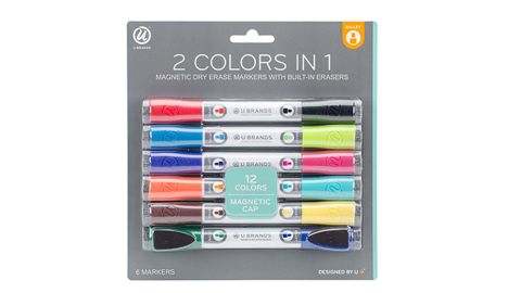 U Brands Low Odor Magnetic Double-Ended Dry Erase Markers With Erasers