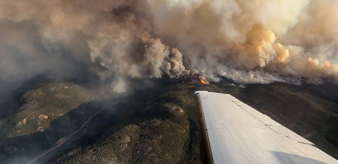 A photo taken of the Cameron Peak Fire from above on Thursday, August 13. 