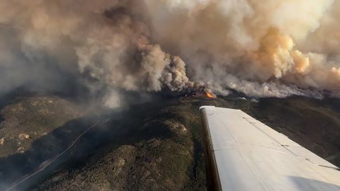 A photo taken of the Cameron Peak Fire from above on Thursday, August 13.