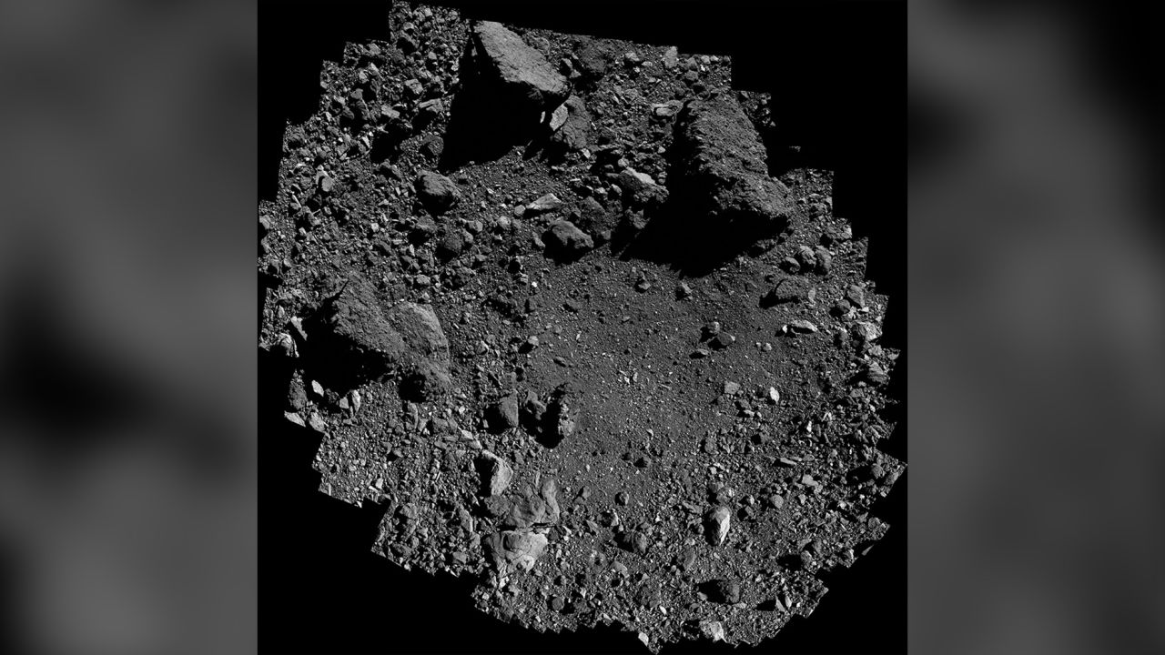 This view of sample site Nightingale on asteroid Bennu is a mosaic of images collected by the OSIRIS-REx spacecraft.