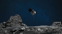 NASA's OSIRIS-REx is ready for touchdown on asteroid Bennu. On Aug. 11, the mission will perform its "Matchpoint" rehearsal -- the second practice run of the Touch-and-Go (TAG) sample collection event. The rehearsal will be similar to the Apr. 14 "Checkpoint" rehearsal, which practiced the first two maneuvers of the descent, but this time the spacecraft will add a third maneuver, called the Matchpoint burn, and fly even closer to sample site Nightingale -- reaching an altitude of approximately 131 ft (40 m) -- before backing away from the asteroid.
This artist's rendering shows OSIRIS-REx spacecraft descending towards asteroid Bennu to collect a sample of the asteroid's surface.