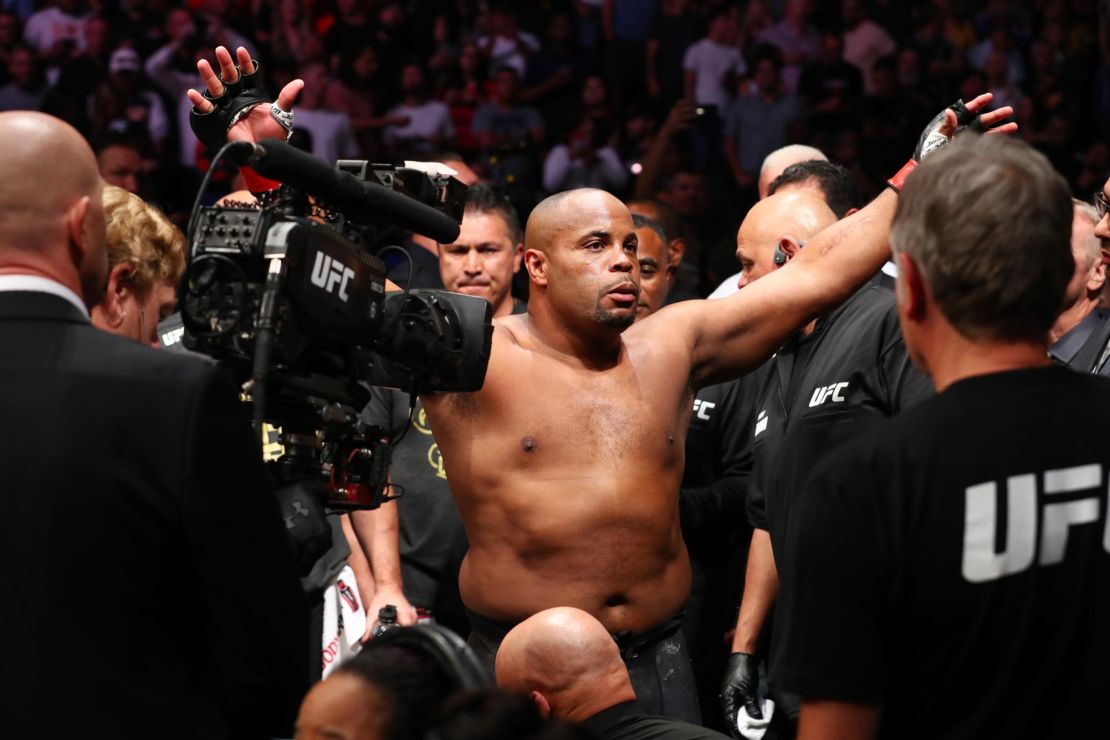 Cormier enters the ring to fight  Miocic in 2019.