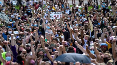 Demonstrators in Saint Paul, Minnesota, on June 2, 2020 protesting the death of George Floyd.