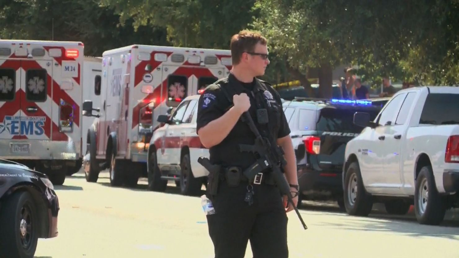 Three police officers were shot in an Austin suburb Sunday.