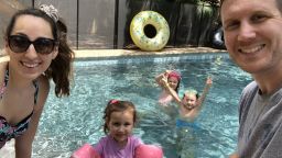 Employees at GitLab are encourage to post photos of what they did on their day off. Employee Eric Brinkman spent time in the pool with his family.