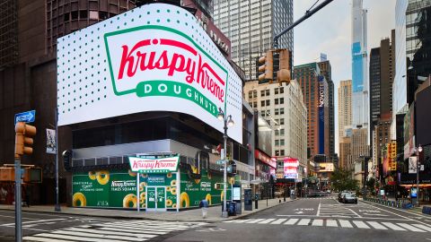 The exterior of Krispy Kreme's new location in Times Square.