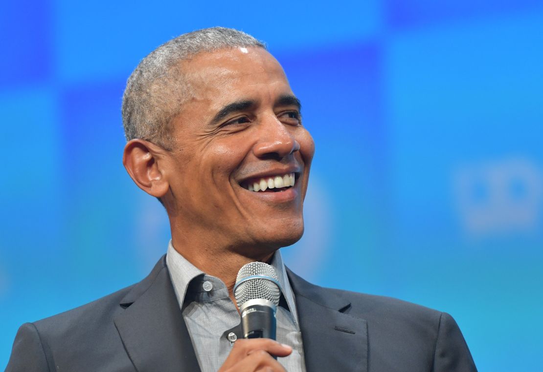 Barack Obama speaks at the opening of the Bits & Pretzels meetup on September 29, 2019 in Munich, Germany. The annual event brings together founders and startups from across the globe for three days of networking, talks and inspiration. during the "Bits & Pretzels Founders Festival" at ICM Munich on September 29, 2019 in Munich, Germany. Bits & Pretzels is an application-only, three-day festival that connects 5,000 founders, investors, startup enthusiasts,taking place from September 29 to October 1, 2019. 