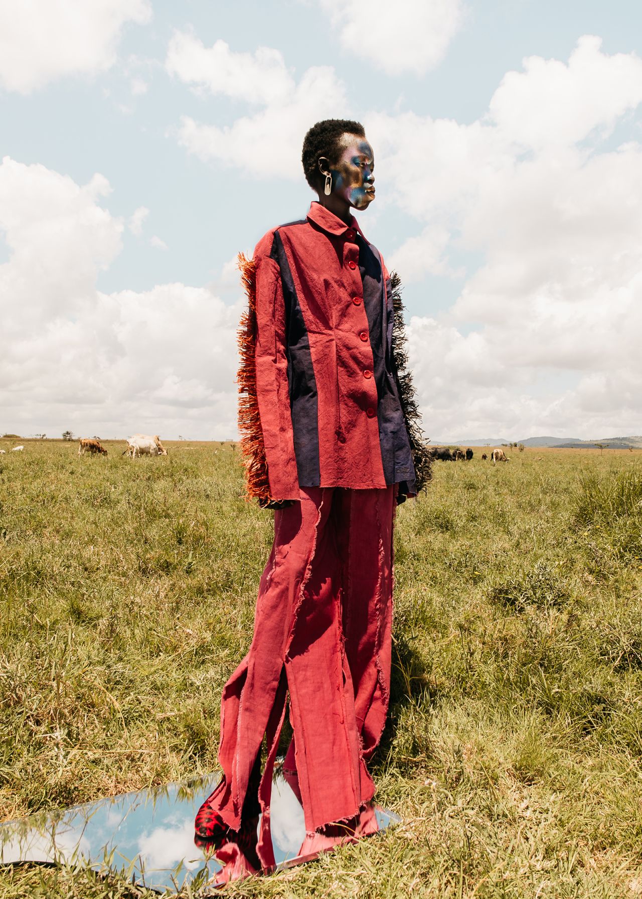 An deconstructed suit design by Bubu Ogisi for her lable IAMISIGO