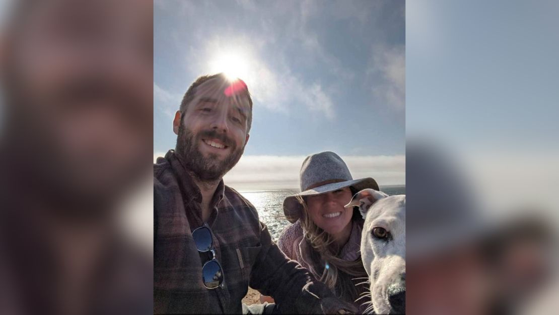 Stefanie and Duane Lindsay with their dog Roo at Bodega Bay, just hours before the car crash. 