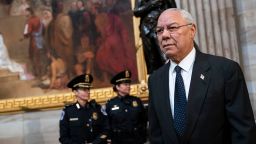 WASHINGTON, DC - DECEMBER 4:  Former Chairman of the Joint Chiefs of Staff and former Secretary of State Colin Powell arrives to pay his respects at the casket of the late former President George H.W. Bush as he lies in state at the U.S. Capitol, December 4, 2018 in Washington, DC. A WWII combat veteran, Bush served as a member of Congress from Texas, ambassador to the United Nations, director of the CIA, vice president and 41st president of the United States. Bush will lie in state in the U.S. Capitol Rotunda until Wednesday morning. (Photo by Drew Angerer/Getty Images)
