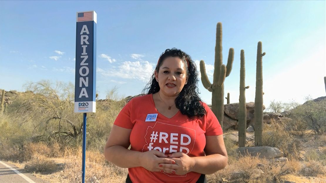 Marisol Garcia of Arizona speaks from South Mountain Park and Preserve in Phoenix, one of the largest municipal parks in the US.