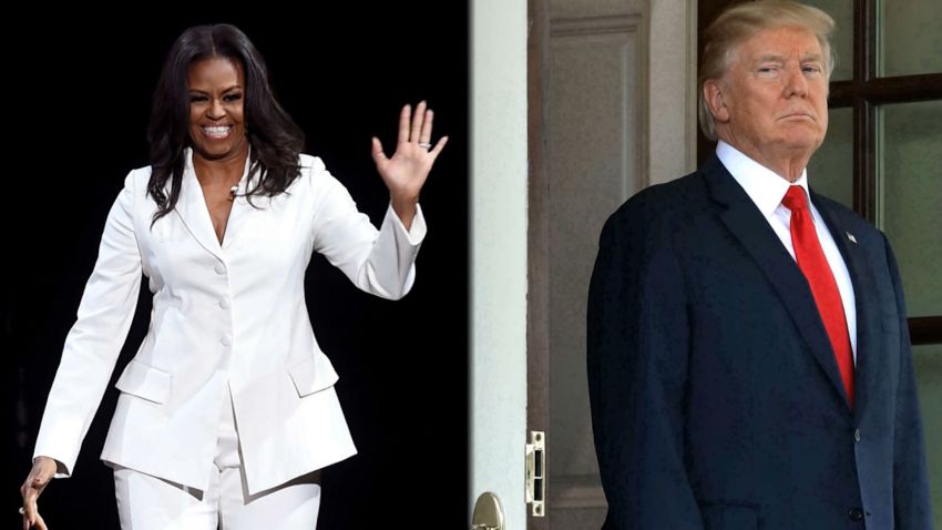 Michelle Obama Donald Tump split image