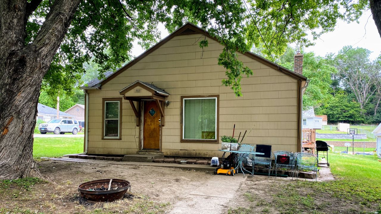 Alyssa Rae Fennell's rental home in Council Bluffs, Iowa. Fennell has lived in the home for four years and has been waiting a month to be evicted by the sheriff. CNN has blurred a portion of this image to obscure the address.  