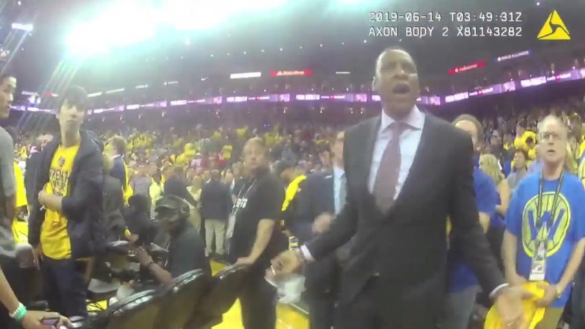 masai ujiri shoved in Raptors Finals game