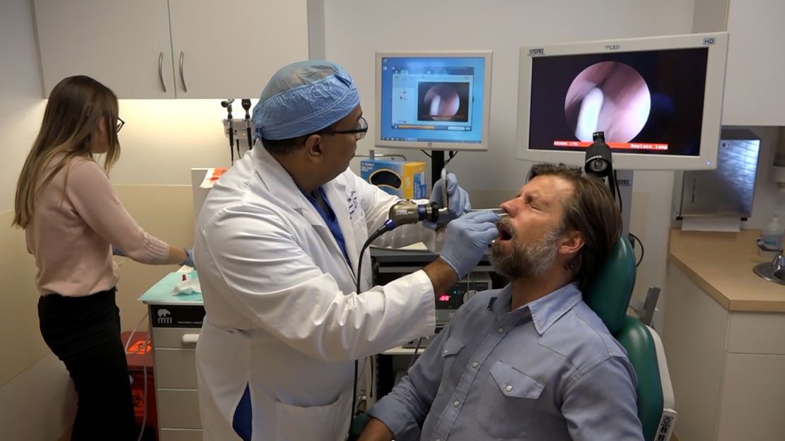 James Nestor undergoes an endoscopy at Stanford University in the lead-up to the mouth-breathing experiment.