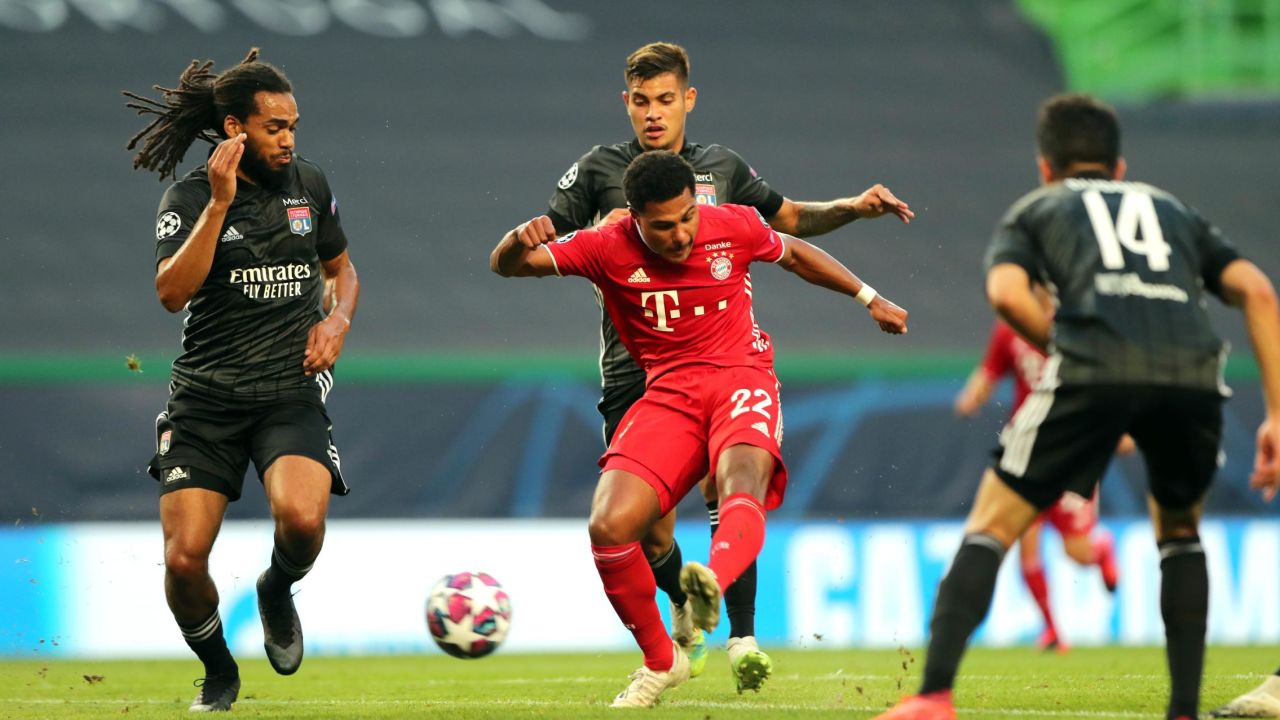 Serge Gnabry beats Lopes with a powerful strike into the top corner.