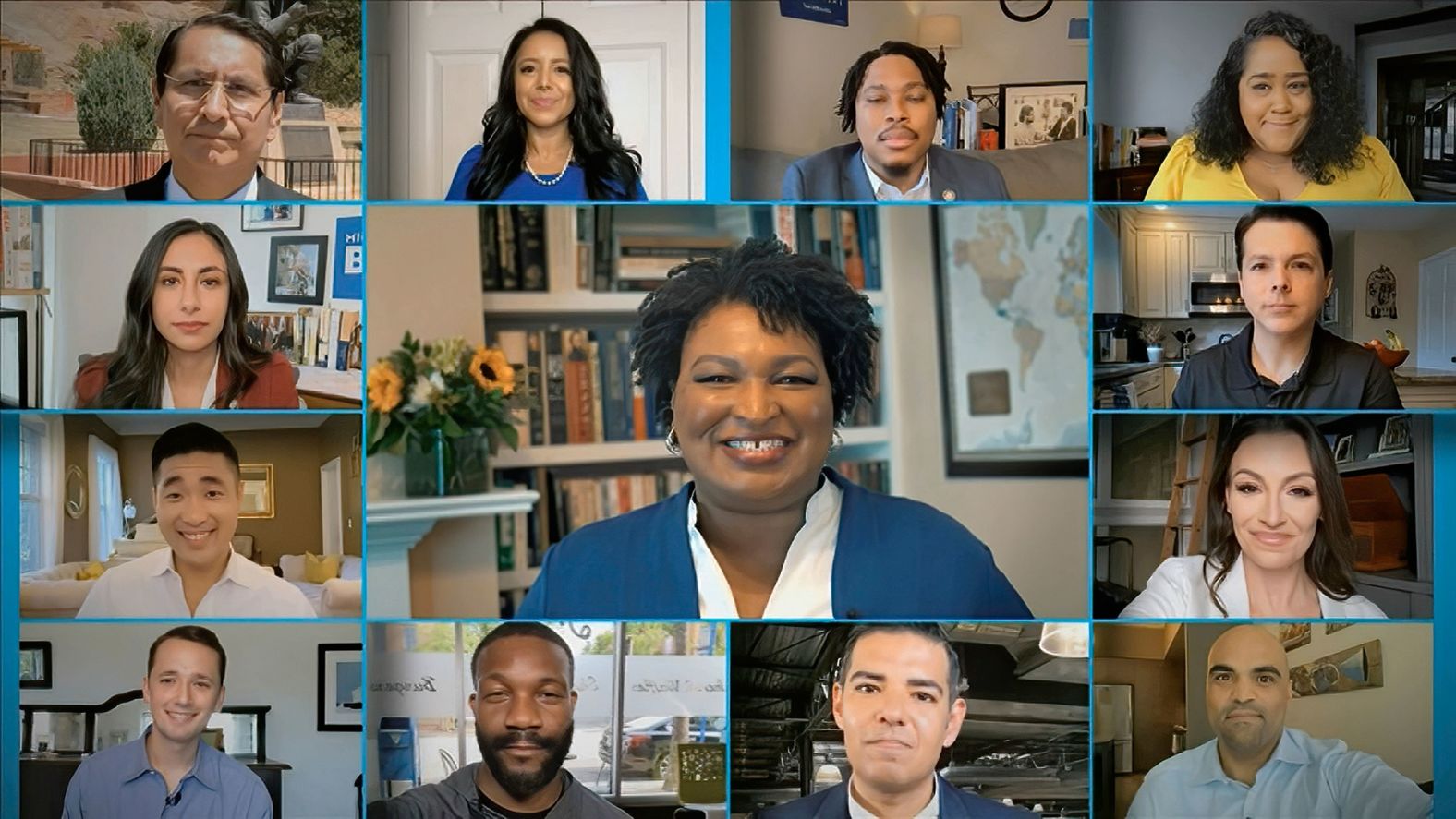 Stacey Abrams is surrounded by other rising stars of the Democratic Party as they deliver <a href="index.php?page=&url=https%3A%2F%2Fwww.cnn.com%2Fpolitics%2Flive-news%2Fdnc-2020-day-2%2Fh_b0b50c6cd6664b51ce60e4934e1d1dc9" target="_blank">a joint keynote address</a> to start Tuesday's program.