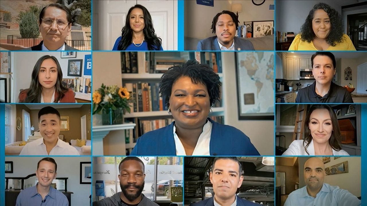 Stacey Abrams is surrounded by other rising stars of the Democratic Party as they deliver <a href="https://www.cnn.com/politics/live-news/dnc-2020-day-2/h_b0b50c6cd6664b51ce60e4934e1d1dc9" target="_blank">a joint keynote address</a> to start Tuesday's program.