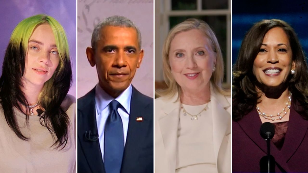 Billie Eilish, Barack Obama, Hillary Clinton, Kamala Harris from the DNC 2020 -08/19/2020
