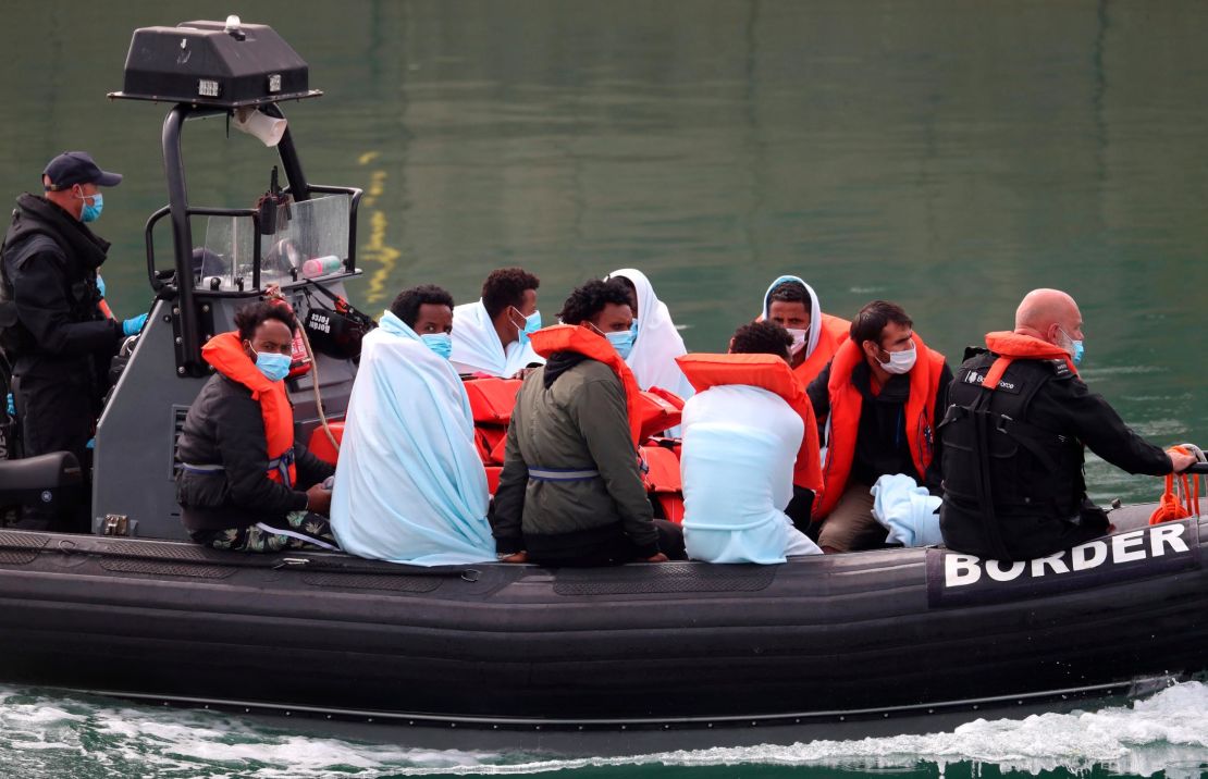 A boat is brought into Dover, Kent by Border Force officers on August 15.