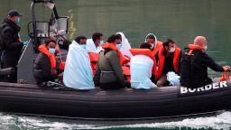 A boat is brought into Dover, Kent by Border Force officers on August 15.