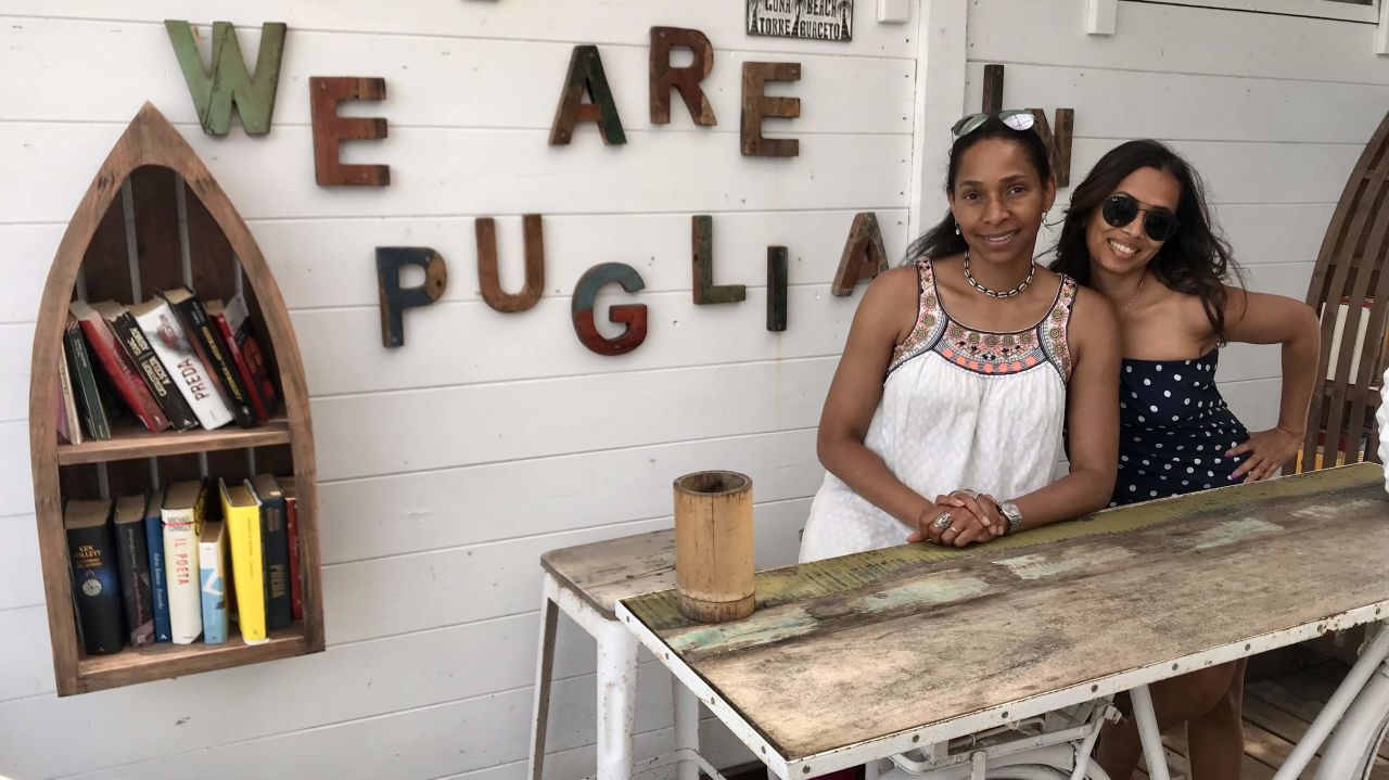 Sunaina Lobo and a friend at Guna Beach, Puglia, in 2019.
