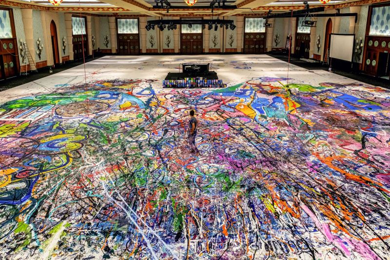 Watch the world s largest canvas painting sell for 62M